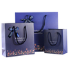 Flower Dark Blue Tote Bag with Cotton Rope