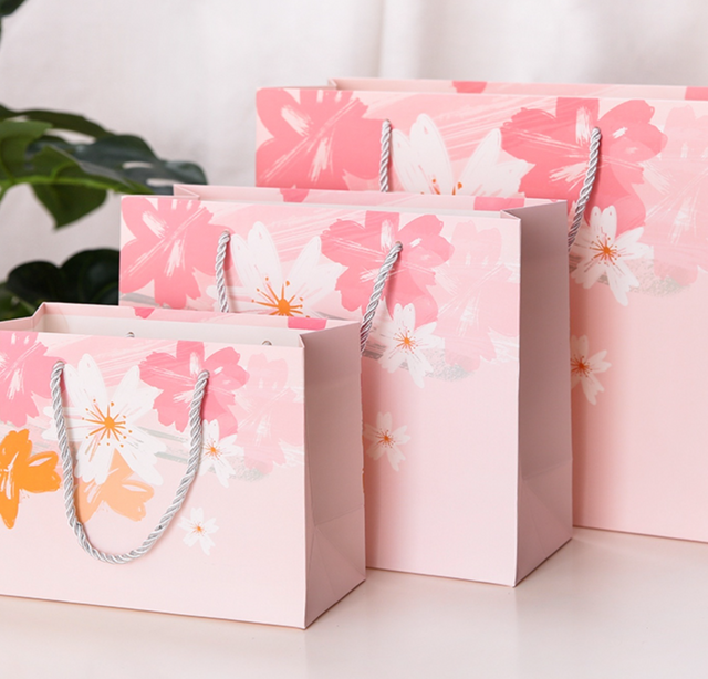 Colorful Flower Pink Paper Gift Bag