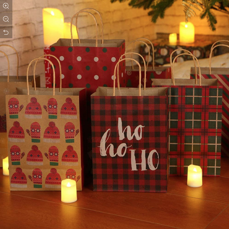 Christmas Desgin Paper Gift Bag with Twist Handle