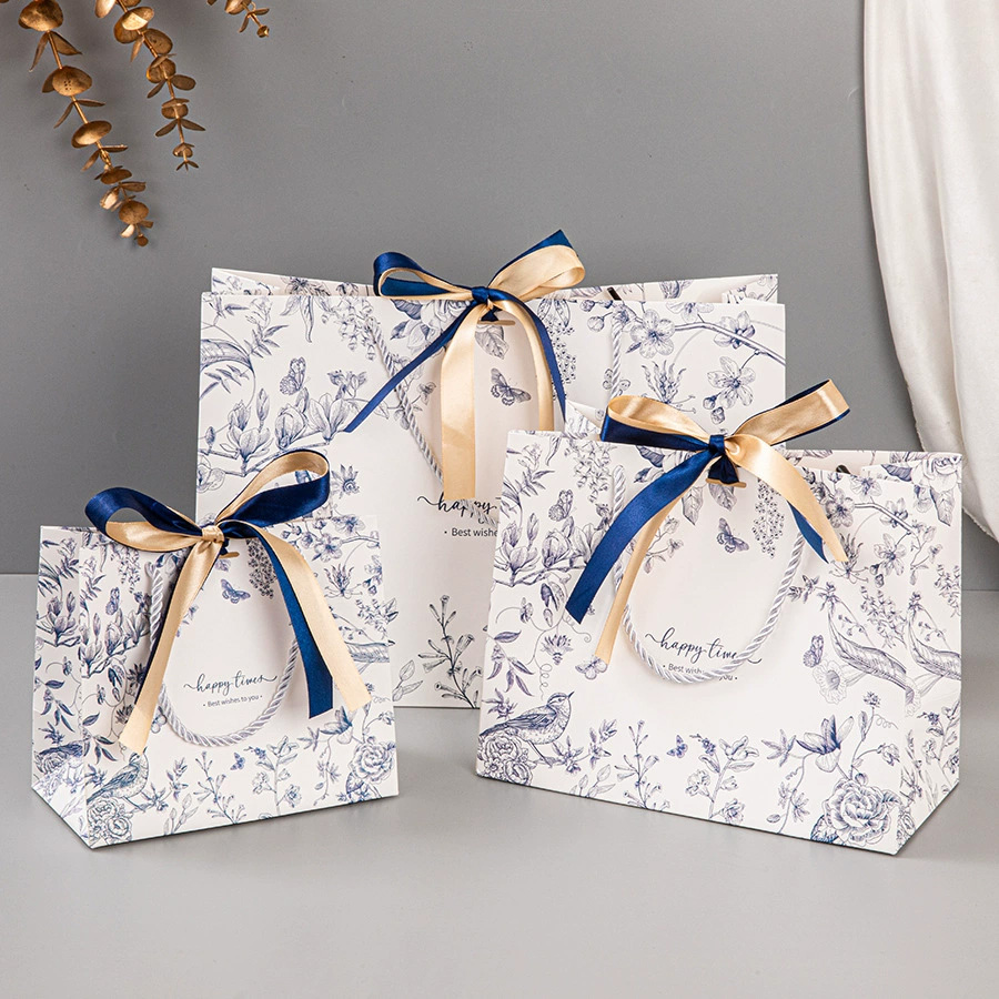 Vibrant CMYK Printed Paper Gift Bags for Professional Branding