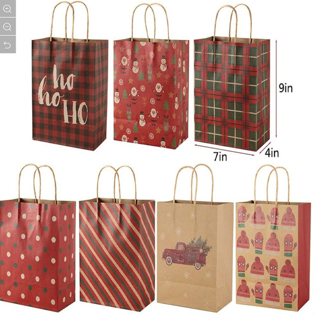 Christmas Desgin Paper Gift Bag with Twist Handle