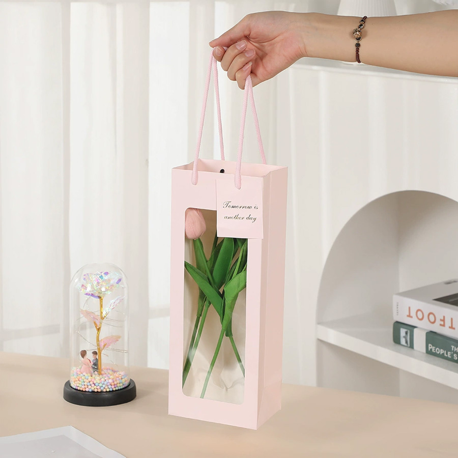 Personalized Paper Bags for Gifts with Transparent PVC Panel