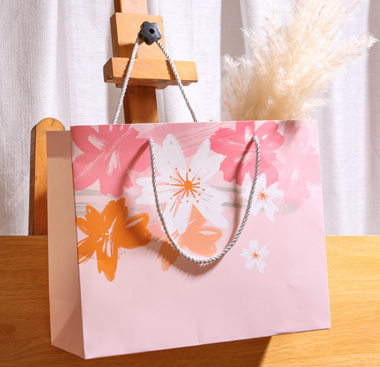 Colorful Flower Pink Paper Gift Bag
