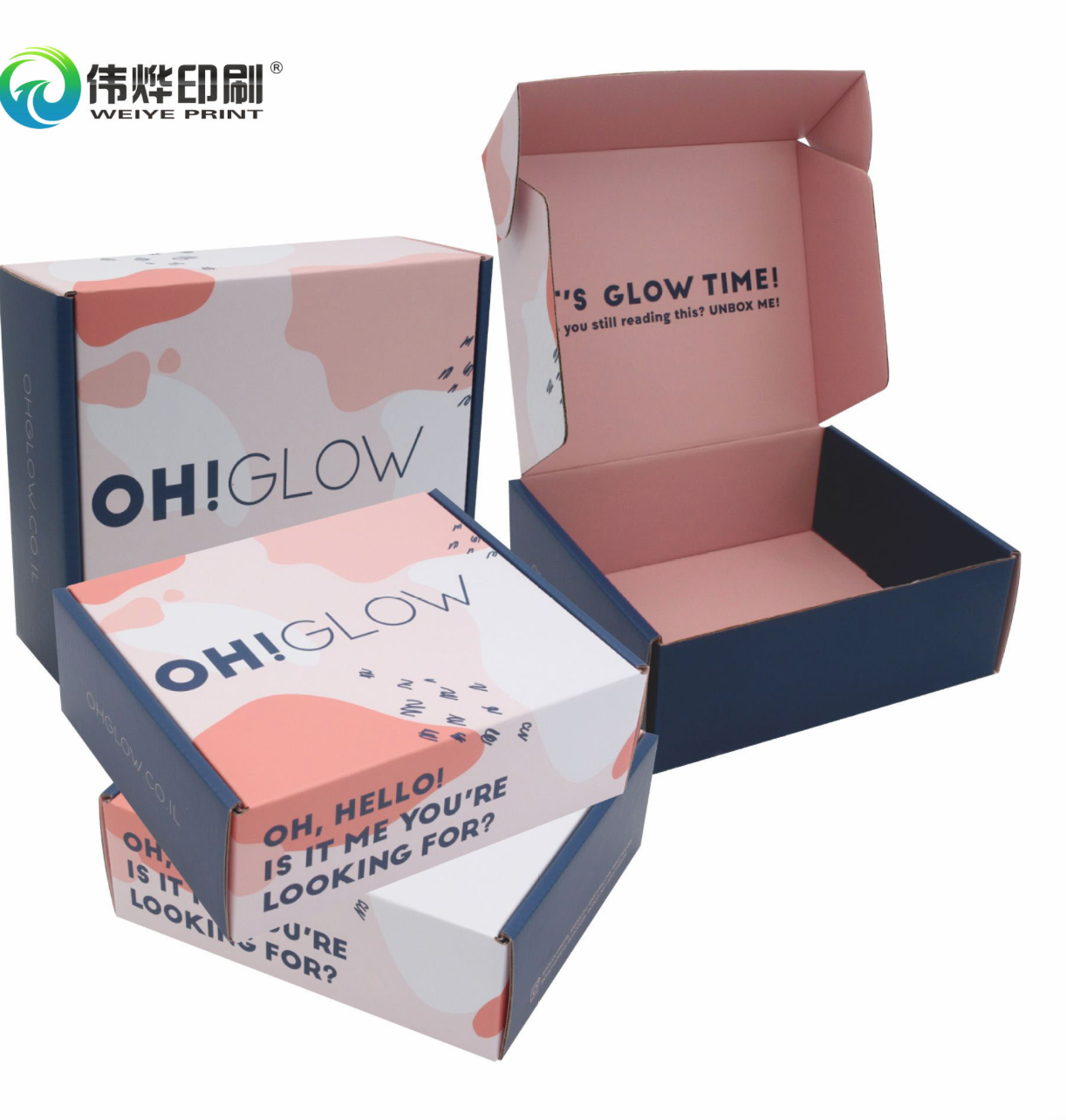 Pink & Blue Foldabel Corrugated Paper Box