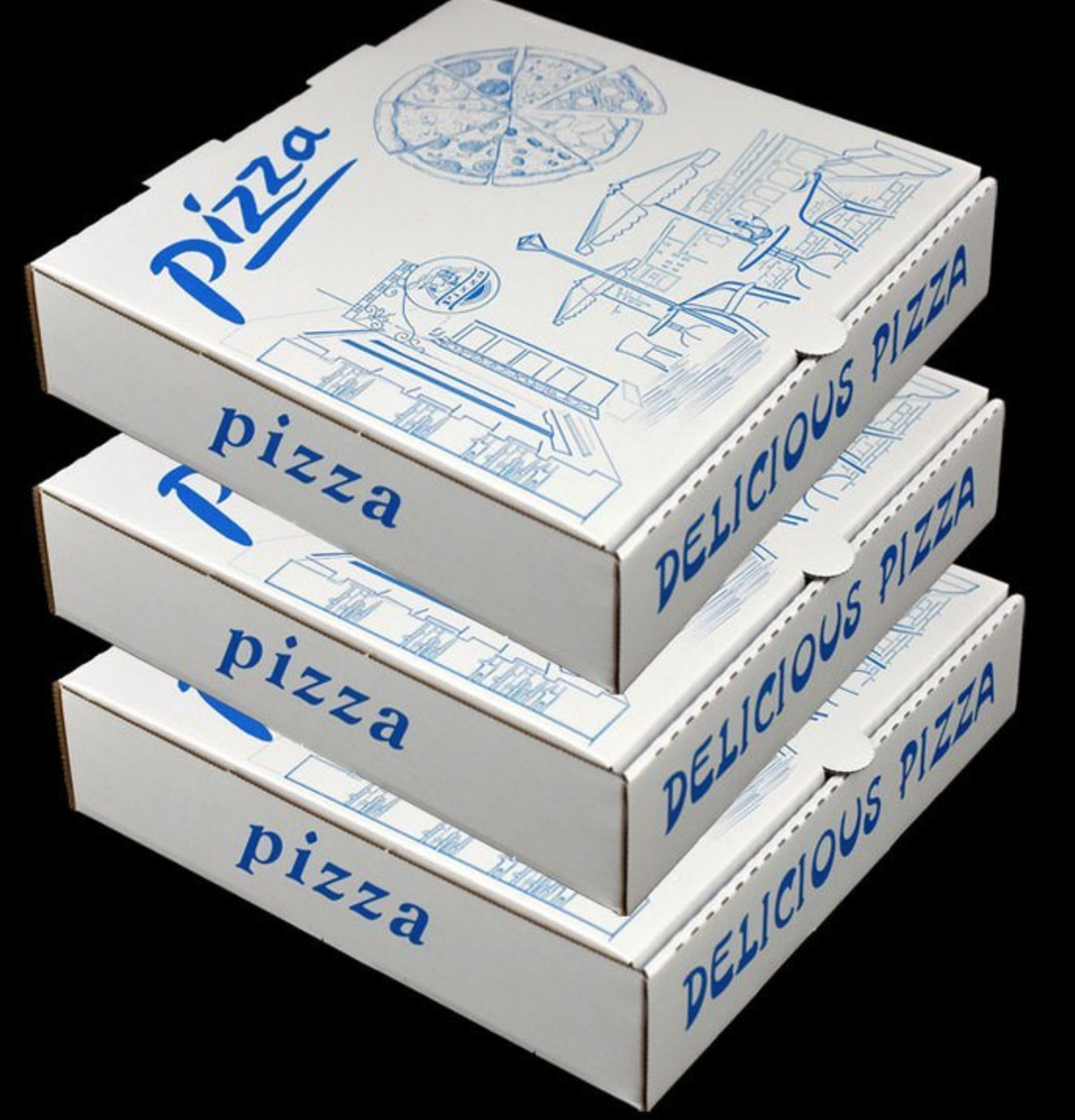 White Pizza Packaging Corrugated Paper Box