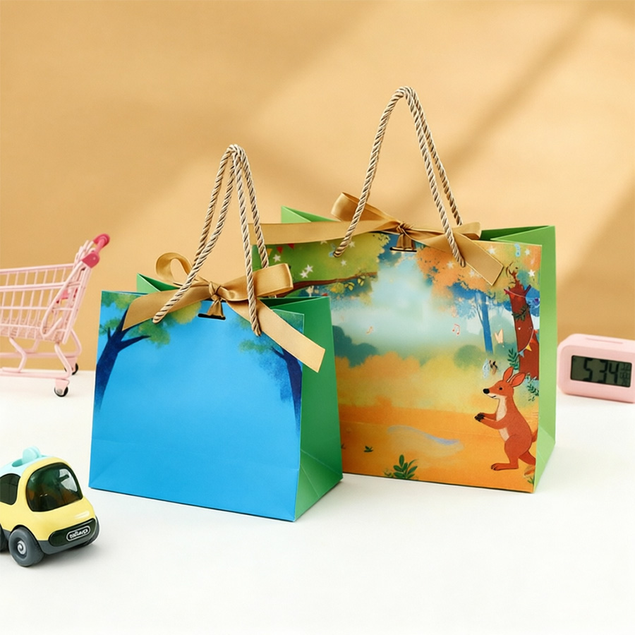 Customizable Creative Paper Shopping Bag with Comfortable Hand Length Handle