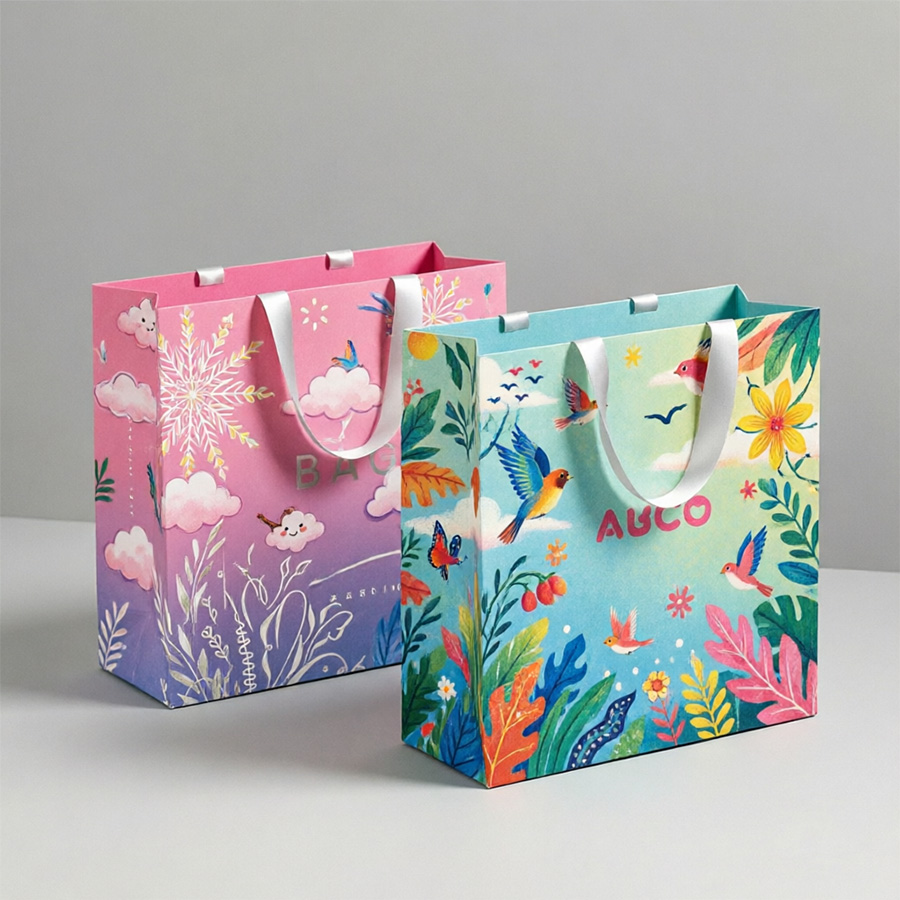 Eco-Friendly Rectangle Paper Bags with Personalized Logo Printing