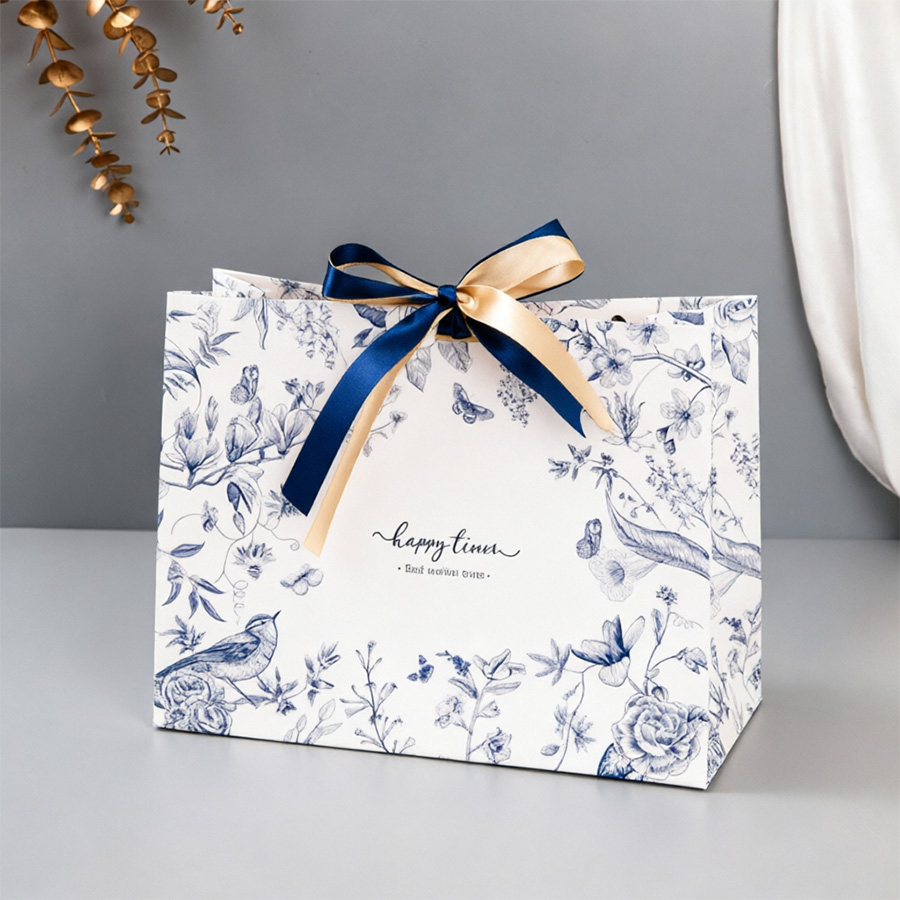 Vibrant CMYK Printed Paper Gift Bags for Professional Branding
