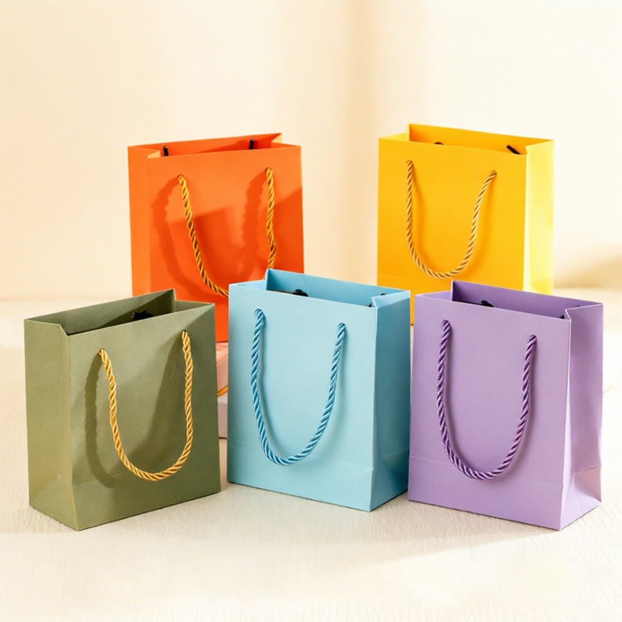 Elegant Custom Hot Stamped Paper Bags for Cosmetics and Gifts