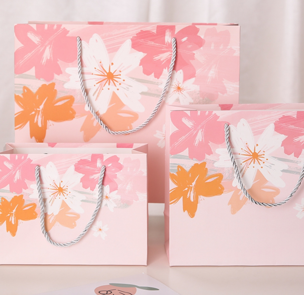 Colorful Flower Pink Paper Gift Bag