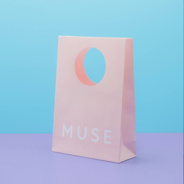 Round Hole Pink Paper Gift Bag
