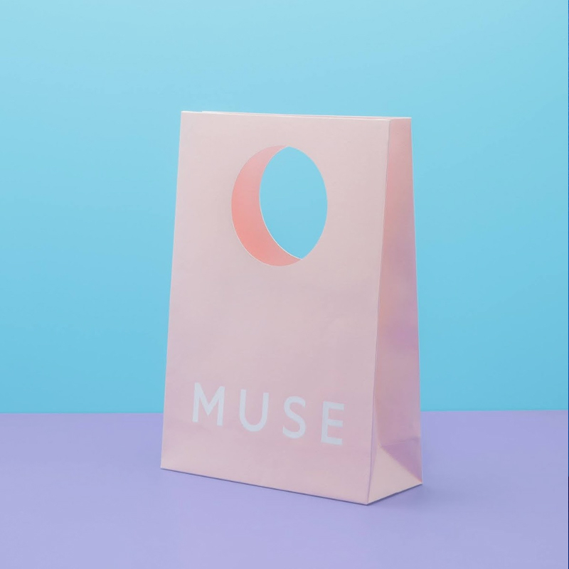 Round Hole Pink Paper Gift Bag