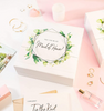 White & Green Packaging Paper Magnet Box with Ribbon
