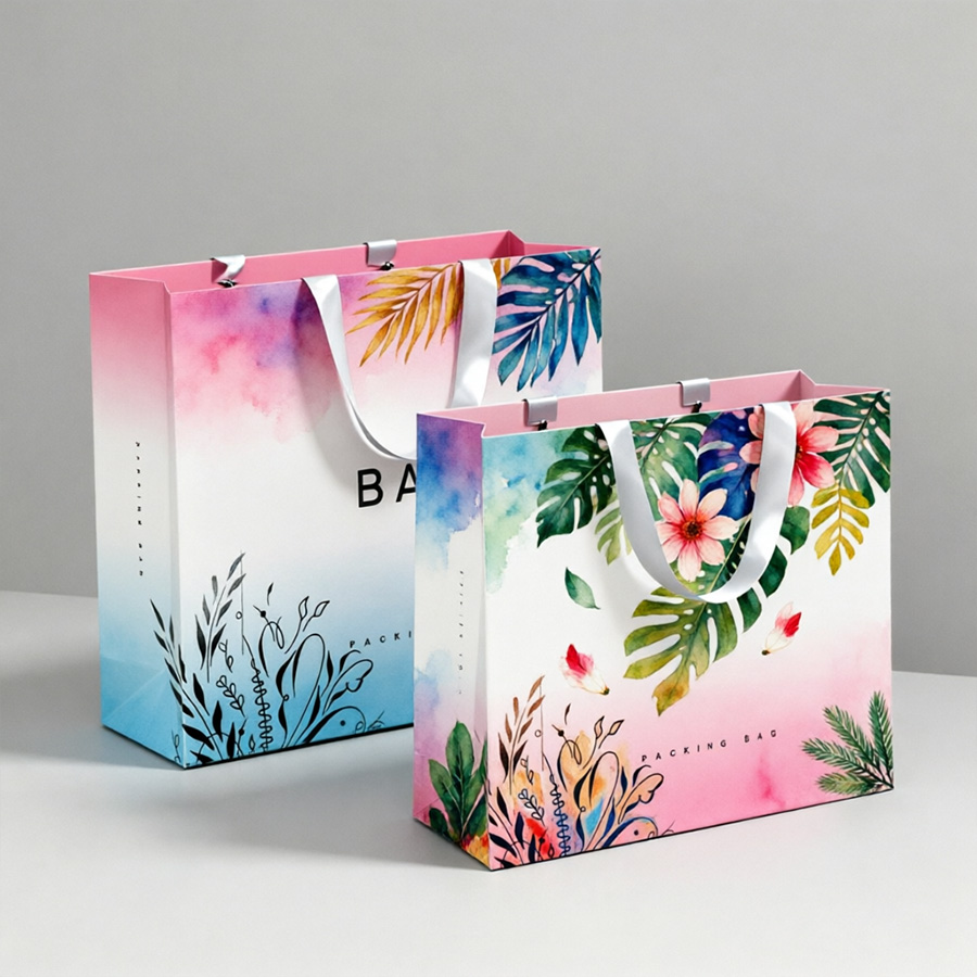 Eco-Friendly Rectangle Paper Bags with Personalized Logo Printing