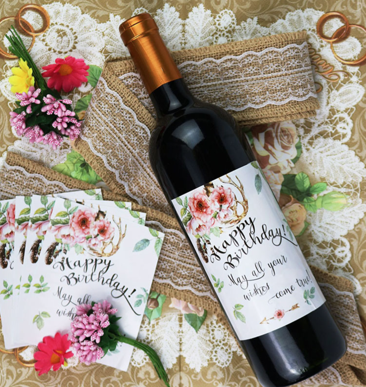 Red Wine Bottle Adhesive Label