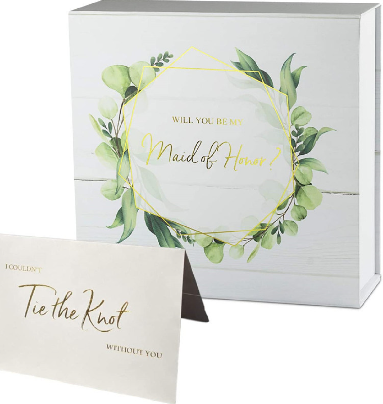 White & Green Packaging Paper Magnet Box with Ribbon