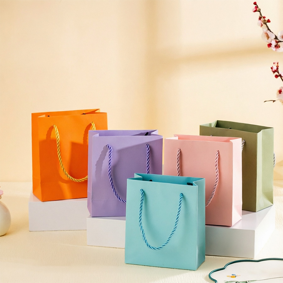 Elegant Custom Hot Stamped Paper Bags for Cosmetics and Gifts