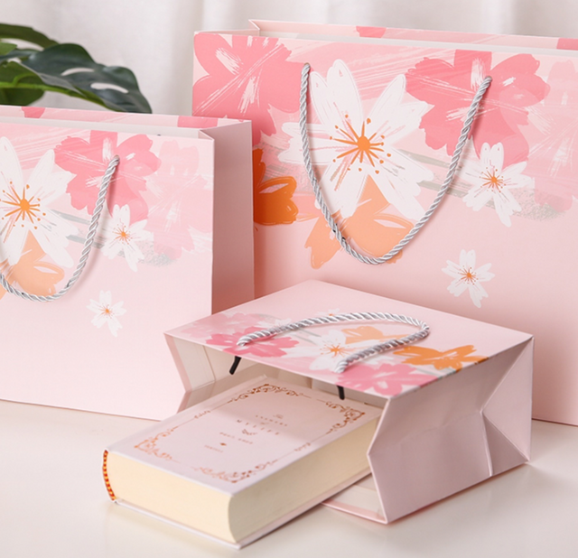 Colorful Flower Pink Paper Gift Bag